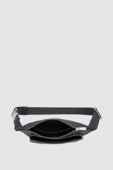 Internal product shot of the Oroton Larsen Sling Bag in NIGHT SKY and Premium pebble leather for Men .