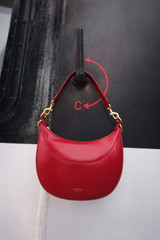 Detail product shot of the Oroton Florence Small Shoulder Bag in LAVA and Premium crackle leather for Women .
