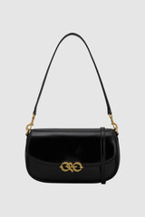 Front product shot of the Oroton Olivia Day Bag in BLACK and Premium crackle leather for Women .