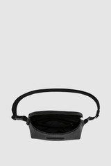 Internal product shot of the Oroton Ethan Signature Belt Bag in Black Signature and Printed Coated Canvas material With Leather Trims for Men .