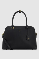 Front product shot of the Oroton Iris Double Zip 14" Tote Bag in Black and Premium pebble leather for Women .