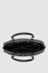 Internal product shot of the Oroton Iris Double Zip 14" Tote Bag in Black and Premium pebble leather for Women .