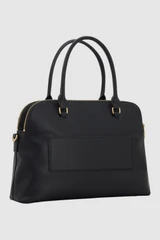 Back product shot of the Oroton Iris Double Zip 14" Tote Bag in Black and Premium pebble leather for Women .