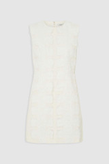 Front product shot of the Oroton Broderie Trim Shift Dress in SOFT CREAM and 100% heavyweight linen fabric for Women .