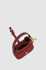 Front product shot of the Oroton Dylan Baguette Bag Charm in BERRY and Premium pebble leather for Women .