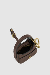 Front product shot of the Oroton Dylan Baguette Bag Charm in COFFEE BEAN and Premium pebble leather for Women .