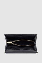 Internal product shot of the Oroton Yvonne Wallet Clutch in BLACK and Premium pebble leather for Women .