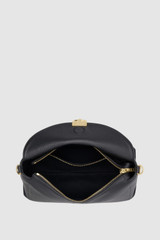 Internal product shot of the Oroton Yvonne Bowler Bag in BLACK and Premium pebble leather for Women .