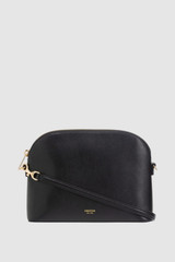Front product shot of the Oroton Inez Slim Crossbody in Black and Shiny Soft Saffiano for Women .