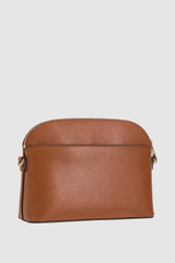 Back product shot of the Oroton Inez Slim Crossbody in Cognac and Shiny Soft Saffiano for Women .