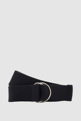 Front product shot of the Oroton Quinn Webbing Belt in WASHED BLACK and 100% cotton material for Women .