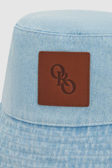 Back product shot of the Oroton Denim Bucket Hat in CHAMBRAY and 100% cotton fabric for Women .