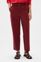 Profile view of model wearing the Oroton Arlo Carpenter Chino in Rouge and 100% cotton fabric for Women . IP:3