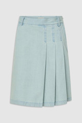 Front product shot of the Oroton Chambray Skirt in Chambray and 100% cotton fabric for Women .