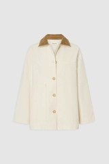Front product shot of the Oroton Cotton Chore Jacket in Calico and 100% cotton fabric for Women .
