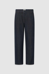 Front product shot of the Oroton Denim Pant in Dark Blue and 90% cotton and 10% polyester blend fabric for Women .