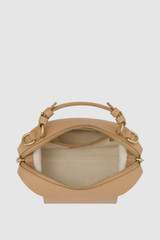 Internal product shot of the Oroton Mica Mini Bowler in Biscotti and Premium pebble leather for Women .