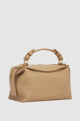 Back product shot of the Oroton Mica Mini Bowler in Biscotti and Premium pebble leather for Women .