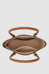 Internal product shot of the Oroton Iris Small Tote in Cinnamon and Premium pebble leather for Women .