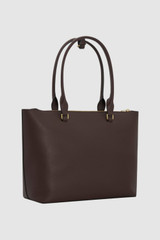 Back product shot of the Oroton Iris Medium Tote in Coffee Bean and Premium pebble leather for Women .