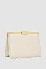 Back product shot of the Oroton Icon Clutch in Clotted Cream and Premium embossed leather for Women .