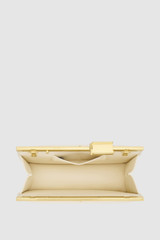 Internal product shot of the Oroton Icon Clutch in Clotted Cream and Premium embossed leather for Women .