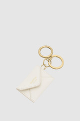 Front product shot of the Oroton Harvey Envelope Bag Charm in Cream and Premium smooth leather for Women .