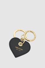 Front product shot of the Oroton Harvey Small Heart Keyring in Black and Premium smooth leather for Women .