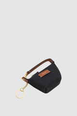 Front product shot of the Oroton Lilly Nylon Pouch Charm Keyring in Black and Nylon fabric for Women .
