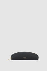 Front product shot of the Oroton Eve Pencil Case in Black and Premium pebble leather for Women .