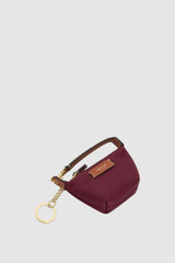 Front product shot of the Oroton Lilly Nylon Pouch Charm Keyring in Burgundy and Nylon fabric for Women .