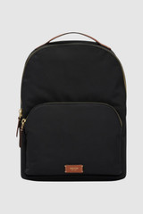 Front product shot of the Oroton Lilly Nylon Backpack in BLACK/COGNAC and Nylon fabric for Women .