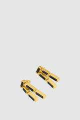 Detail product shot of the Oroton Eden Earrings in Black/Worn Gold and Brass with sterling silver earring post for Women .