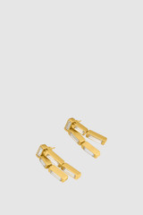 Detail product shot of the Oroton Eden Earrings in Clear/Worn Gold and Brass with sterling silver earring post for Women .