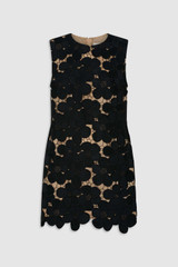 Front product shot of the Oroton Poppy Lace Mini Dress in Black and 100% polyester fabric for Women .