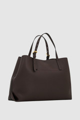 Back product shot of the Oroton Margot Large Day Bag in Dark Chocolate and Premium pebble leather for Women .