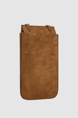Back product shot of the Oroton Margot Suede Phone Crossbody in Teak and Premium suede leather for Women .
