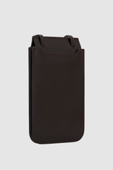 Back product shot of the Oroton Margot Phone Crossbody in Dark Chocolate and Glossy crackle leather for Women .