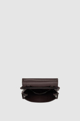 Internal product shot of the Oroton Margot Phone Crossbody in Dark Chocolate and Glossy crackle leather for Women .