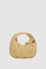 Back product shot of the Oroton Clara Straw Mini Bag in Natural and Woven straw material for Women .