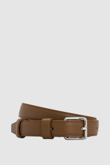Front product shot of the Oroton Florence 20MM Belt in Teak and Premium crackle leather for Women .