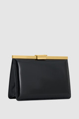 Back product shot of the Oroton Icon Clutch in Black and Premium smooth leather for Women .