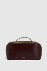 Front product shot of the Oroton Fife Large Beauty Case in Copper and Premium smooth leather for Women .