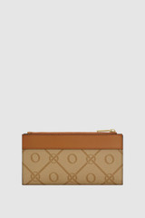 Back product shot of the Oroton Harvey Signature Slim Zip Wallet in Stone/Tan and Nylon canvas base cloth material with PVC coating (70% PVC, 30% polyester) for Women .