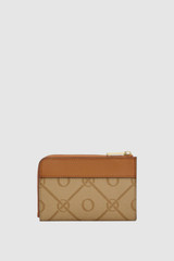 Back product shot of the Oroton Harvey Signature Pouch With Keyring in Stone/Tan and Nylon canvas base cloth material with PVC coating (70% PVC, 30% polyester) for Women .