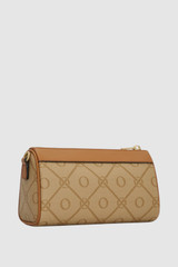 Back product shot of the Oroton Harvey Signature Baguette Crossbody in Stone/Tan and Nylon canvas base cloth material with PVC coating (70% PVC, 30% polyester) for Women .