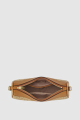 Internal product shot of the Oroton Harvey Signature Crescent Shoulder Bag in Stone/Tan and Nylon canvas base cloth material with PVC coating (70% PVC, 30% polyester) for Women .