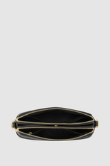 Internal product shot of the Oroton Harvey Signature Double Top Zip Crossbody in Black and Nylon canvas base cloth material with PVC coating (70% PVC, 30% polyester) for Women .