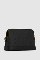Back product shot of the Oroton Harvey Signature Double Top Zip Crossbody in Black and Nylon canvas base cloth material with PVC coating (70% PVC, 30% polyester) for Women .