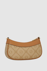 Back product shot of the Oroton Harvey Signature Mini Baguette in Stone/Tan and Nylon canvas base cloth material with PVC coating (70% PVC, 30% polyester) for Women .